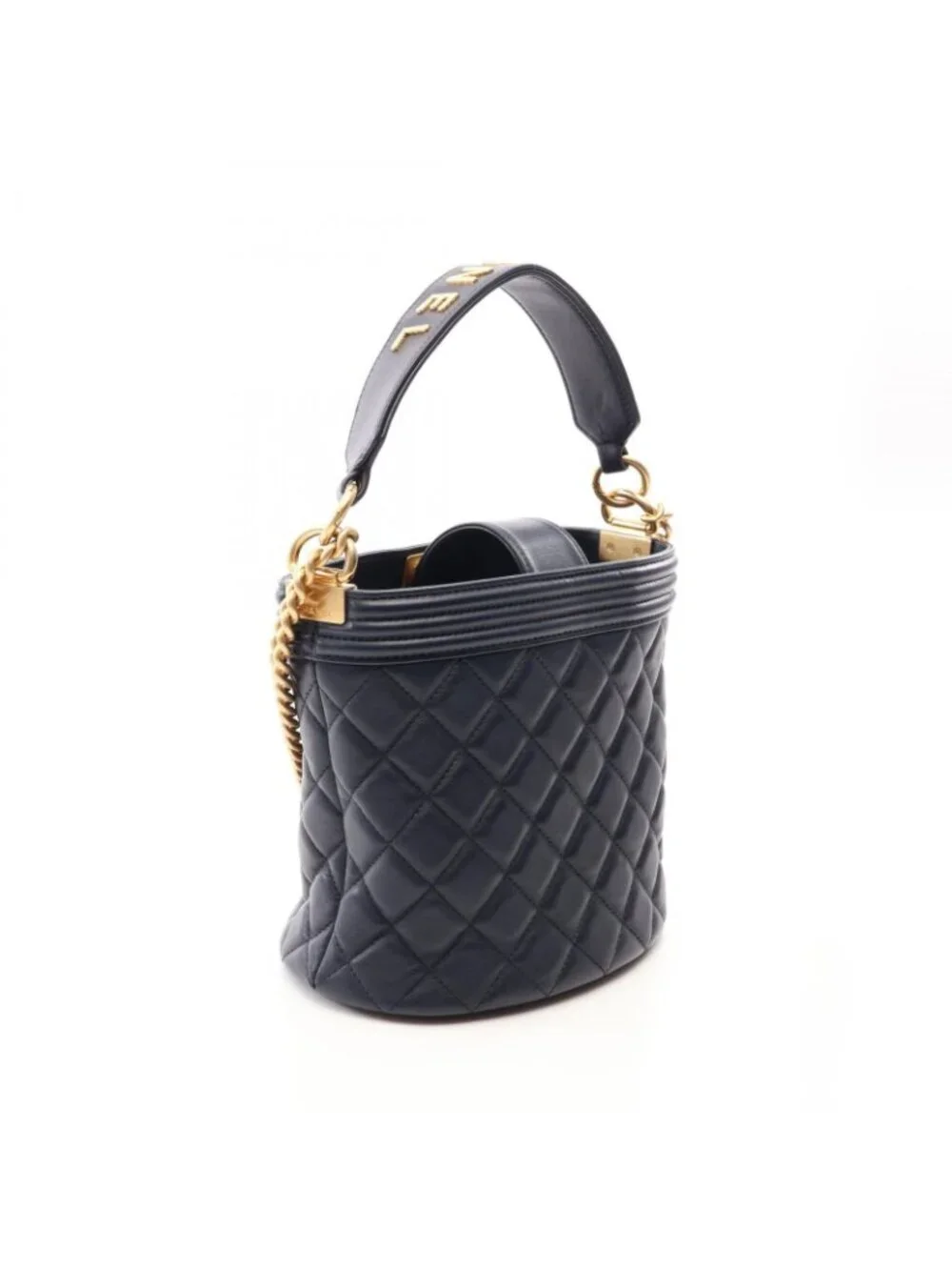 Chanel Shoulder Bag Boy 2-Way Navy Lambskin Boy Small